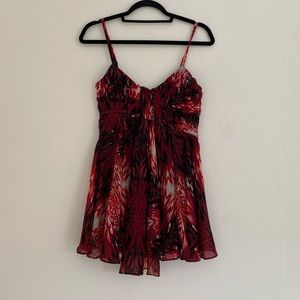 bebe red babydoll mini dress size 2 Short
